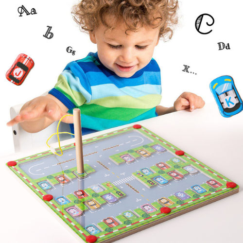 Magnetic MazeBoard™ - Montessori vehicles maze board - magnetic board game 